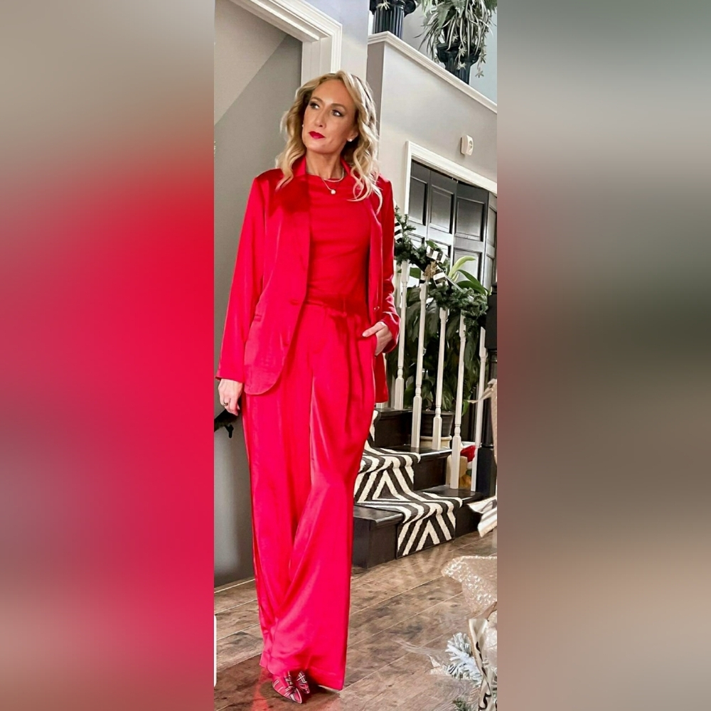 🆕️ A New Day NWT 26 Red High-Rise Wide Leg Satin Pants Party - Picture 15 of 15
